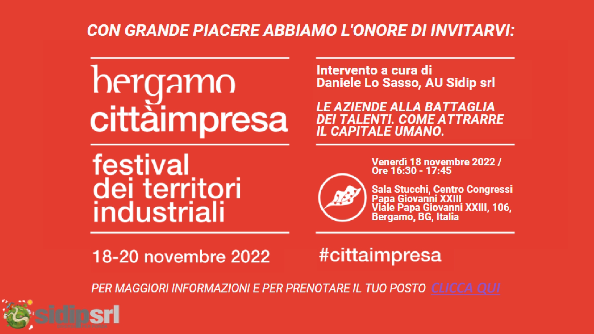 Daniele Lo Sasso, AU Sidip Srl al "Festival dei territori industriali, Citt&agrave; Impresa Bergamo"